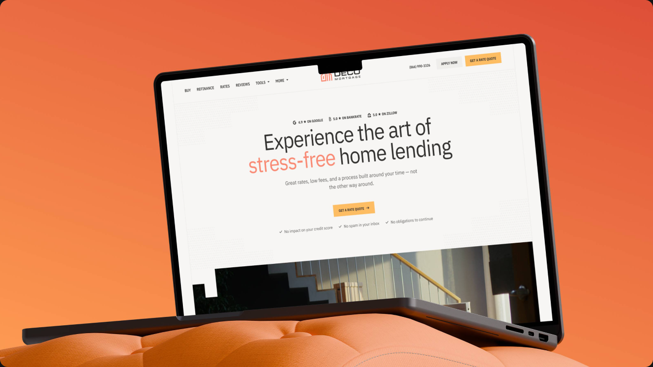 Stress-free home lending website on laptop