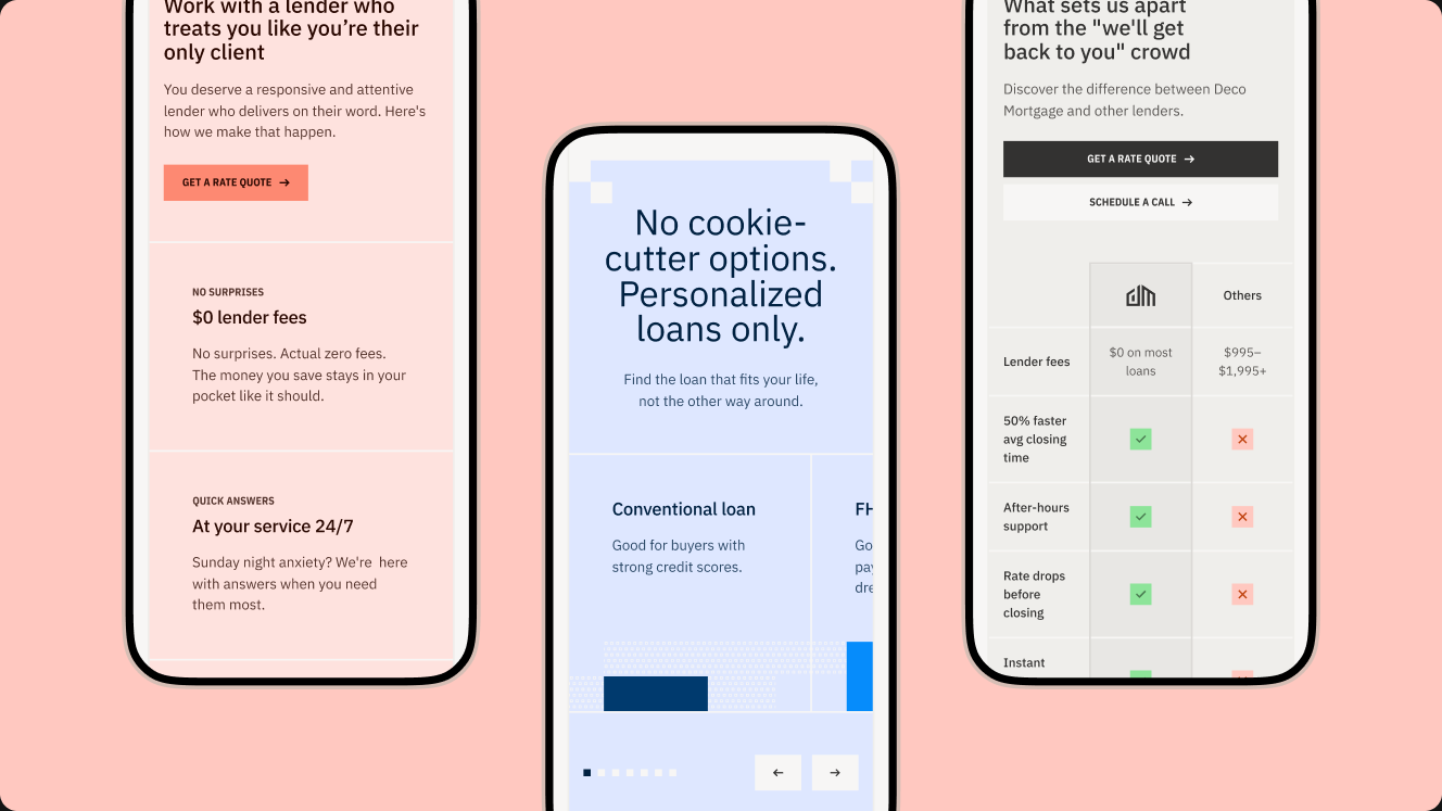 Mobile mortgage app screens